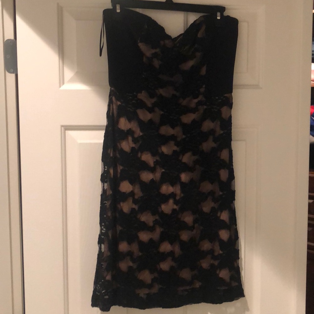 Lace Rebecca Taylor black mini dress (strapless)
